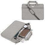 Linen Laptop Briefcase Bag, KITRON 12.9 - 13.5 Inch Dual Layer Protection Tablet /Laptop Universal Sleeve Bag Carrying Case Briefcase with Handle + Pouch Case For AmazonBasics Wireless Mouse - Gray