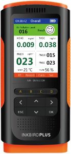 INKBIRDPLUS Air Quality Monitor Upgraded 8-in-1 Portable Air Detector Meter Air Pollution Level Test Real-time Detection of HCHO TVOC PM2.5/1.0/10 Temperature and Humidity AQI Tester