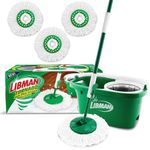 Libman Tornado Spin Mop System Plus 3 Refill Heads | Mop and Bucket with Wringer Set | Floor Mop | Spin Mop | Libman Mop | Mops for Floor Cleaning | Hardwood Floor Mop | 4 Total Mop Heads Included