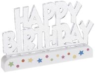 Unique 37043 Flashing Happy Birthday Cake Topper, Multicolor, 4.5" x 3.5"