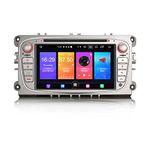 Android 11 Car Stereo for Ford Focus Mondeo S/C-Max Galaxy DVD Player Support GPS Sat Nav Carplay Android Auto DSP Bluetooth Wifi 4G DAB+ TPMS 4-Core 2GB RAM+32GB ROM Silver