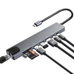 USB C Hub with Ethernet Adapter, 8 In 1 USB-C Multiport Adapter with 100W PD, 4K HDMI, USB 3.0/2.0, Type-C Port, SD/TF Card Reader, Type C Hub for MacBook, Acer, Laptops, Surface, iPad, and More
