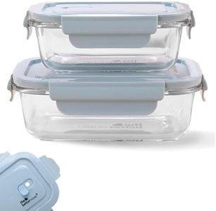 The Better Home Borosilicate Glass Lunch Box Set Of 2 | Tiffin Box For Office For Men Women |Lunch Box For Women School Kids |Microwave Safe Leak Proof Airtight Lunch Boxes (410Ml & 680Ml) - Blue