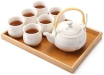 Dujust Japanese Tea Set, White Porc