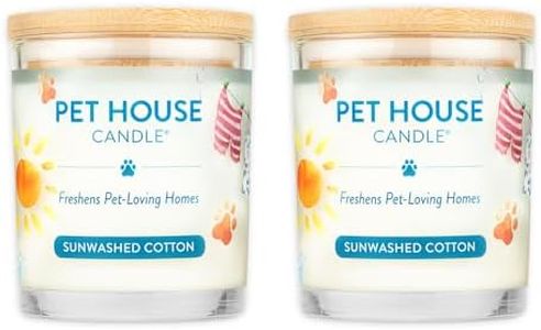One Fur All Pet House Candle 2 Pack - Plant-Based/Soy - Clean Burning Scented, Long Lasting Pet Odor Candle for Home - Sunwashed Cotton
