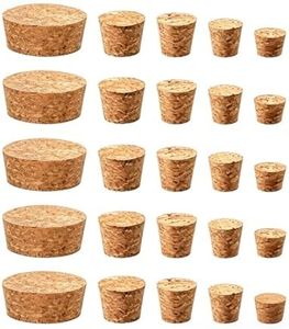 MAGICLULU 25 Pack Assorted Tapered Cork Stoppers, 5 Sizes Natural Wooden Wine Bottle Plugs Replacement for Small Apothecary Jar, Beer Beverage Sealing, DIY Projects