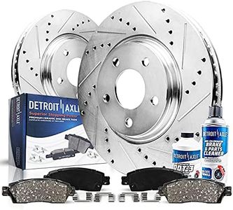 Detroit Axle - Front Brake Kit for Chrysler 300 Dodge Challenger Charger Magnum 12.6" inch Front Drilled and Slotted Brake Rotors Ceramic Brake Pads Brakes [For Single Piston Calipers]