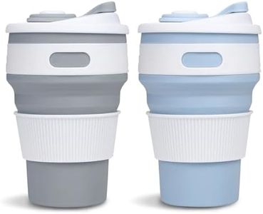 2Pcs Silicone Collapsible Travel Cup - 12oz Collapsible Cups for Traveling Camping Cups Collapsible Cups Foldable Silicone Cup Collapsible Cup with Lid Camping Cup Collapsible Drinking Cups for Travel