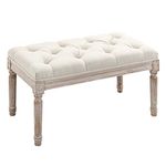 HOMCOM End of Bed Bench, Window Seat, Tufted Bench for Bedroom, Hallway, Living Room, Beige