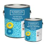 T A Paints Ltd Two Pack Epoxy Swimming Pool & Pond Paint 3 In 1 Primes Seals Protects Chemical Resistant Direct to Concrete Fibreglass Brick & Stone (5 L White)