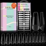 Saviland Matte Coffin Nail Tip – 240PCS No Need to File Acrylic Nail Tips Professional French Tips for Nail Extension Full/Half Cover Dual Use Matte Texture Press on Nails Pre-Shape 10 Sizes Salon DIY