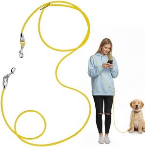 Léwind 8.2ft Hands Free Dog Leash,Versatile Waist & Crossbody Lead for Medium Dogs,Waterproof & Adjustable for Running Jogging Walking, 360° Swivel Metal Buckle (Yellow)