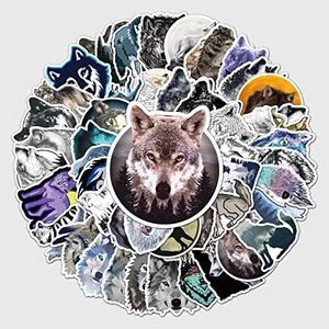 50 Packs Wolf Stickers Water Bottles Laptop Phone Motorcycle Computer Guitar Skateboard Hydroflasks Animal Wolf Vinyl Sticker Waterproof Aesthetic Trendy Decals for Teens Girls Adults