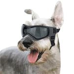 ENJOYING Dog Goggles Small Breed Anti-UV Puppy Sunglasses for Small-Medium Dogs Anti-Fog Windproof Snowproof Doggy Glasses Eyes Protection, Soft Frame, Black