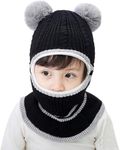 Fabnext-Kids Winter Hat, Baby Girls Boys Winter Balaclava Cap, Thick Scarf Earflap Hood Scarves Skull Caps I Balaclava Cap I Monkey Cap, 1-4 Years Black Colour