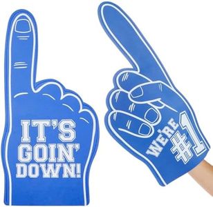 Okuna Outpost 2 Pack Blue Foam Fingers #1, It's Goin' Down for Sports Fan Accessories, Cheering, Party Favors, 17.5 Inch Giant Foam Hand