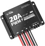 LiTime 12V/24V 20A PWM Controller, Solar Charging Controller with Built-in Bluetooth, IP68 Dust & Water Proof with Mounting Hole, Suitable for LiFePO4 Lithium Battery ,SLA, FLA, Gel.