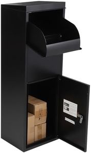 Package Delivery Boxes for Outside, IPX3 Waterproof, 14"x11.4"x41.5", Galvanized Steel Parcel Drop Box, Anti-Theft Baffle, Wall Mounted Lockable Parcel Storage Box for House, Porch, Curbside, Black