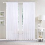 Elegant Comfort Luxurious Pom Pom Tassled Sheer Curtain/Panel with 2" Rod Pocket - Set of 2 Curtain Panels for Living Room, Bedroom