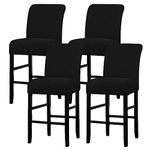 VIVUHTCC Stretch Bar Stools Covers for Counter Height Stool, Pub Chair Slipcover, Dining Room Cafe Barstool Slipcovers, Short Swivel Side Chairs Protector（Set of 4, Black）