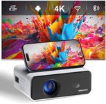 2024 Upgraded Smart Mini Projector - Auto Keystone, Electric Focus, 4K Video Supported, WiFi 6, Bluetooth 5.2, Android 11 TV, Phone Control - Visulapex Portable Home Cinema for Indoor & Outdoor
