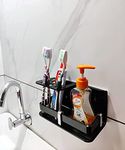 ZICOTO Wall Mount Wall Mounted self Adhesive Acrylic Tooth Brush Holder, Toothpaste Holder Stand, Tumbler Holder, Toothpaste for Bathroom Stand Organizer (SENITIZER Black)