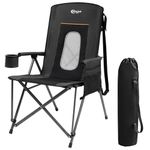 Portal Oversized Quad Folding Camping Chair High Back Cup Holder Hard Armrest Storage Pockets Carry Bag Included, Support 300 lbs, Black