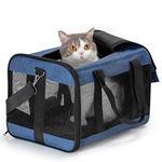 Conlun Cat Carrier Airline Approved, Soft-Sided Dog Carrier with Inner Safety Leash, Pet Transport Carrier for Small-Medium Cats Puppies up to 15 Lbs, Collapsible Travel Kitten Carrier Bag -Blue M