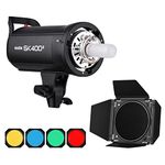 GODOX SK400II Compact 400Ws Studio Flash Strobe Light with Photography Light Barn Door Barndoor Kit Built-in Godox GN65 5600K with 150W Modeling Lamp for E-commerce Product Portrait