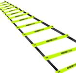 HolaHatha 20 Foot 12 Rung Adjustable Portable Sports Agility Speed Fitness Training Ladder Equipment for Football, Baseball, Soccer and Running Drills, Black/Yellow