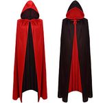 A-SZCXTOP 59" Halloween Vampire Cloak Capes,Unisex Reversible Hooded Vampire Witch Cloak Cape for Christmas Halloween Party Cosplay Costumes,Adult or Children Kids Costume (L)