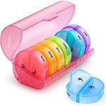 Sukuos Weekly Pill Organizer 7 Day 2 Times a Day, Large Daily Pill Box Easy to Open, AM PM Pill Case for Medicine/Vitamin/Fish Oil/Supplements (Red)