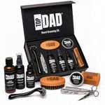 Top Dad Organic and Natural Beard Care Kit for Men – Premium Beard Growth Set with Roller, Brush, Comb, Scissors, Razor, Oil, Balm and Wash