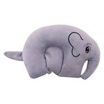 Kausbabi New Born Baby Round Head Shaping Mustard Seed Pillow with Foam 100% Natural Cotton Cover for 0 to 12 Months | Toddler Bedding Small Baby Birthday Gift-Elephant Shape-Grey