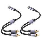MOSWAG 3.5mm to RCA Audio Cable Adapter 3.5mm Female to Stereo RCA Male Bidirectional AUX Male Headphone Jack Plug Y Splitter to Left/Right 2 RCA Male Connector Plug Wire Cord