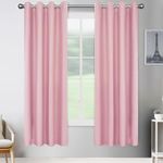 JIVINER 2 Panel Set Linen Blackout Curtains for Bedroom Living Room Darkening Curtains Grommet Thermal Insulated 63 inch Window Drapes Panels (Baby Pink, W52 X L63,2 Panels)