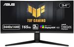 ASUS TUF Gaming VG34VQL1B 34? Curved HDR Monitor, WQHD (3440x1440), 165Hz, 1ms, Extreme Low Motion Blur, FreeSync Premium, Eye Care, DisplayPort HDMI USB, Height Adjustable, DisplayHDR 400, Black