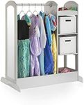 Guidecraft See and Store Dress-up Center – Gray: Kids Dramatic Play Storage Armoire with Mirror, Rack, Shelves & Bottom Tray - Toddlers Costume & Toy Organizer Furniture