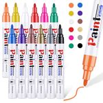 Nesayerk Paint Pens Paint Markers Set Waterproof, 12 Colors Oil-Based Permanent Paint Pen Marker for Wood, Rock Painting, Fabric, Ceramic, Glass, Plastic, Metals Almost Any Surface