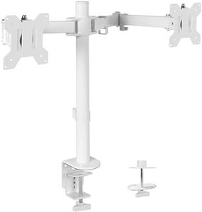 VIVO Dual Monitor Desk Mount, Heavy Duty Fully Adjustable Stand, Fits 2 LCD LED Screens up to 30 inches, White, STAND-V002W