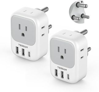 South Africa Plug Adapter 2 Pack, TESSAN Type M Power Adapter with 4 AC Outlets 3 USB Ports(1 USB C), Adaptor US to Botswana Namibia Nepal Bhutan