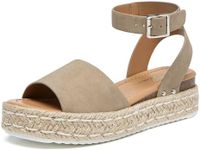 Athlefit Women's Flatform Espadrille Wedge Sandals Open Toe Casual Summer Sandals for Women Khaki Size 9