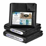 Pathavi Premium 10x9ft Black Tarpaulin, Thadika, 120 GSM Virgin Tharpai Sheet, Heavy Duty Waterproof Tadpatri Cover with Reinforced Eyelets & UV Protection, Ideal for Trucks, Farms & Home Use, 1 Sheet