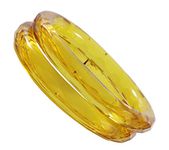 ZULKA Glass with Diamond Cut Pattern Shape Premium Kadaa Set for Women/Girls, (Yellow_2.8 Inches), Pack Of 2 Kadaa set