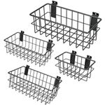 Aking Ace 4Pcs Slatwall Baskets, Metal Slat wall Baskets Ventilated Mounted Storage Baskets Accessories for Storage Display on Garage Slatwall Panels (Black 4pcs)