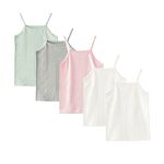 Boletochic 2-10 Years Little Girls Tagless Cami Cotton Camisole Undershirts 5 Pack Kids Super Soft Breathable Tank Tops