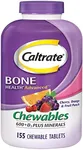 Caltrate Chewables 600 +D3 Plus Minerals Calcium and Vitamin D, Sugar Free, Cherry, Orange and Fruit Punch, 155 count