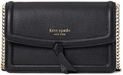 Knott Pebbled Leather Flap Crossbody - Black