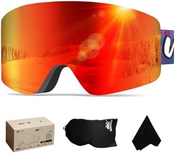 Professional ski goggles with a frameless, interchangeable lens design, anti-fog and UV400 UV protection, suitable for both men and women (sunset red)