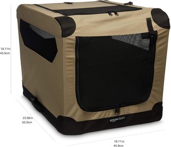 Amazon Basics Portable Travel Crate, Tan, Small